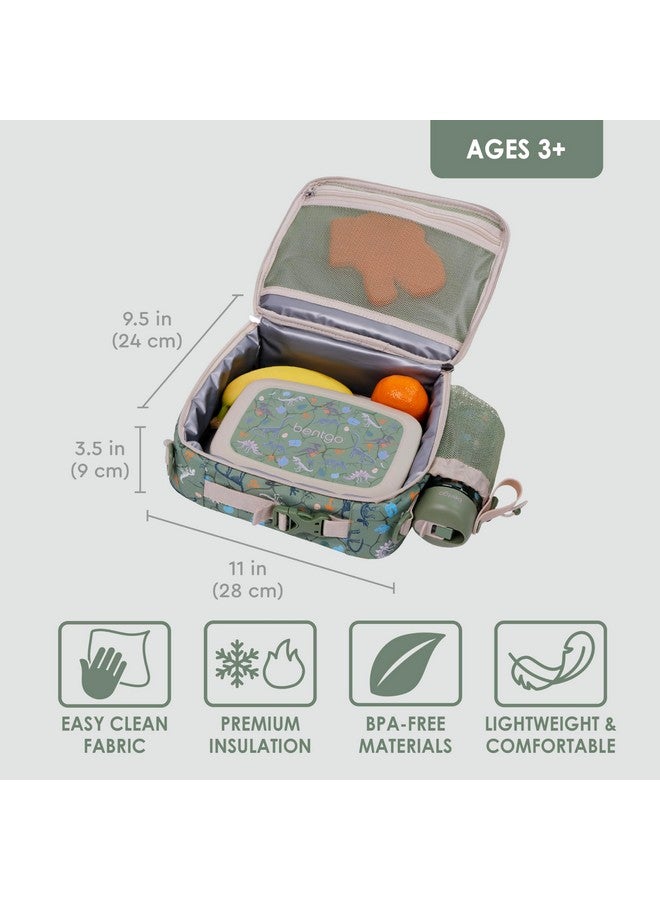 Bentgo Kids Lunch Bag - Durable, Double-Insulated Lunch Bag for Kids 3+; Holds Lunch Box, Water Bottle, & Snacks; Easy-Clean Water-Resistant Fabric & Multiple Zippered Pockets (Dino Fossils) - Image 2
