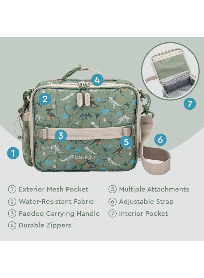 Bentgo Kids Lunch Bag - Durable, Double-Insulated Lunch Bag for Kids 3+; Holds Lunch Box, Water Bottle, & Snacks; Easy-Clean Water-Resistant Fabric & Multiple Zippered Pockets (Dino Fossils) - Image 3
