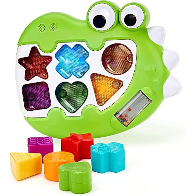 SHAPE SORTER MUSICAL TOYS FOR TODDLERS, LIGHT UP SHAPE SORTER BABY TOYS 12-18 MONTHS,EARLY EDUCATIONAL MONTESSORI TOYS WITH 6 SHAPES SORTING CUBE SHAPED & SIZE MATCHING GAME - Image 2