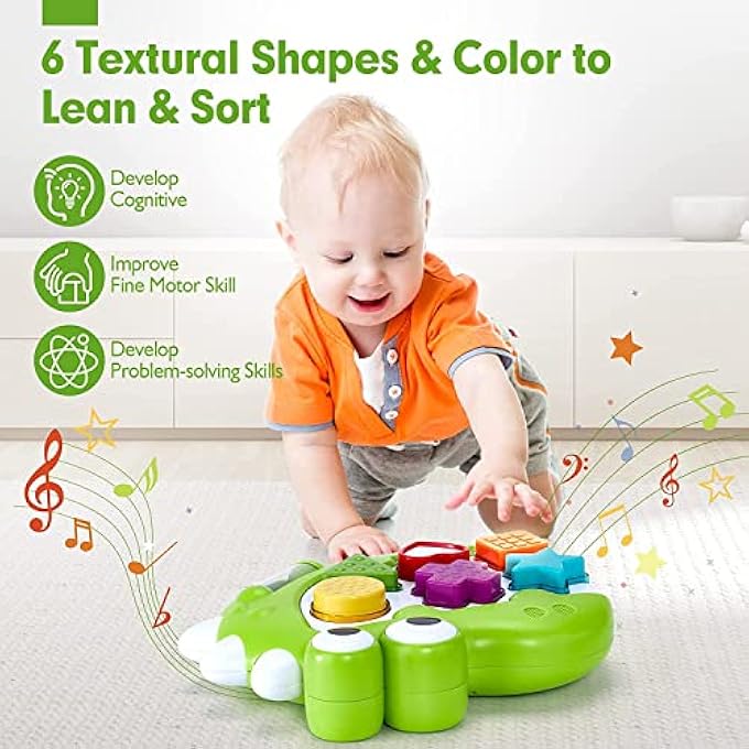 SHAPE SORTER MUSICAL TOYS FOR TODDLERS, LIGHT UP SHAPE SORTER BABY TOYS 12-18 MONTHS,EARLY EDUCATIONAL MONTESSORI TOYS WITH 6 SHAPES SORTING CUBE SHAPED & SIZE MATCHING GAME - Image 3
