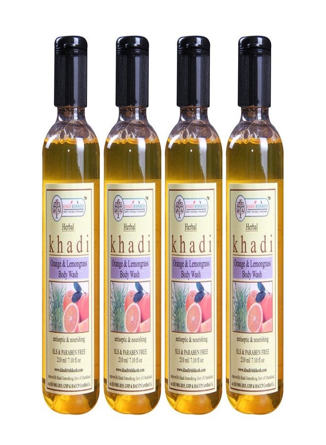KHADI RISHIKESH Herbal Orange & Lemongrass Body Wash Combo Set Pack Of - 210 ML x 4 (840) ML - Image 2