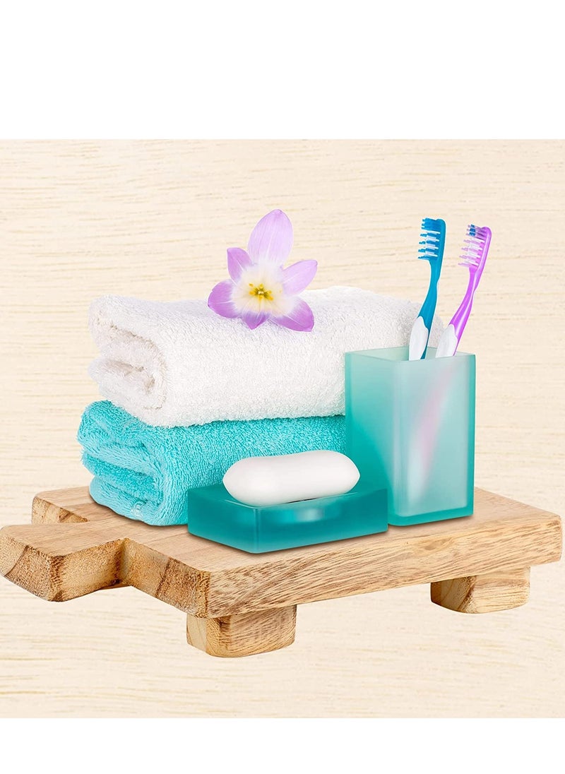 SYOSI Wood Pedestal Riser Wooden Soap Holder Riser Wood Footed Tray for Bottles Plant Makeup Tissues Candles Decorative Waterproof Wooden Stand Counter Sink Home Decor Housewarming Gift Rustic  - Image 3