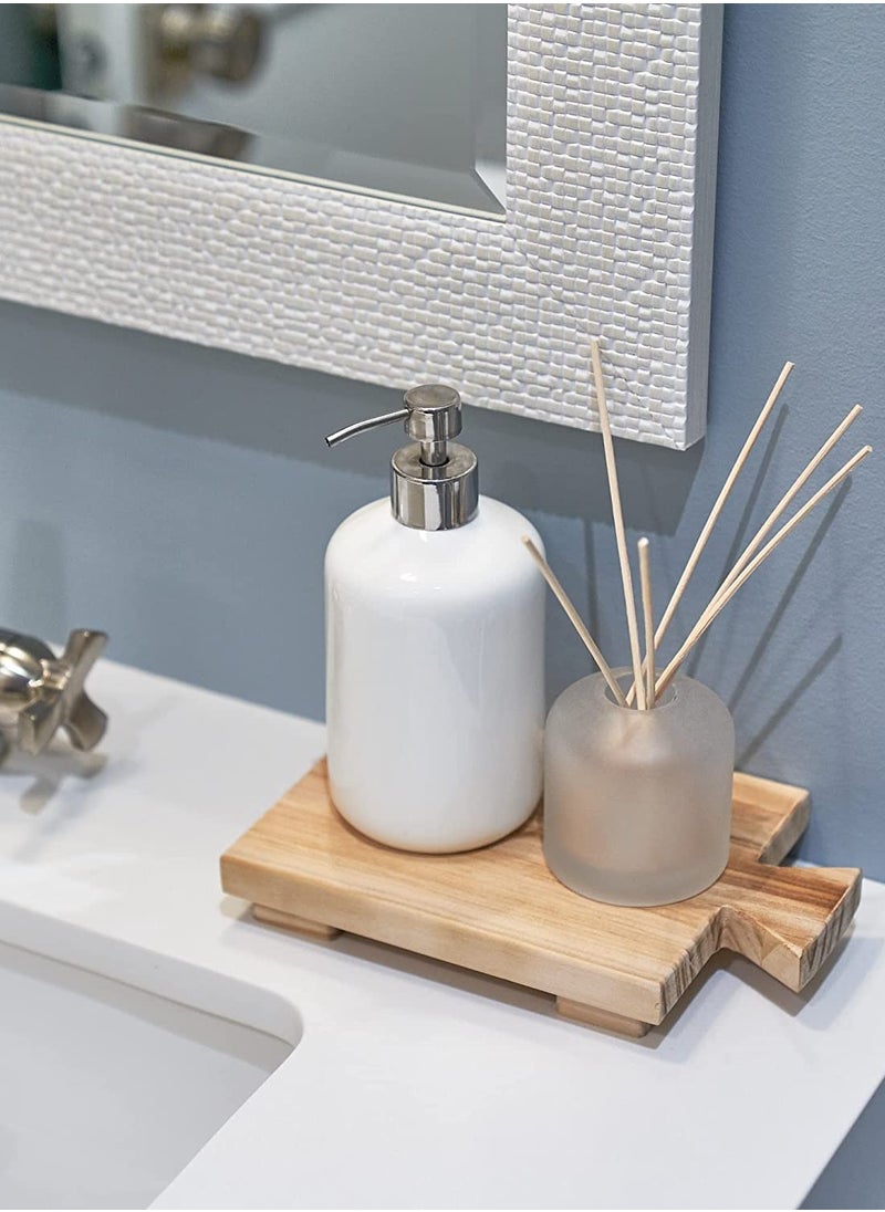 SYOSI Wood Pedestal Riser Wooden Soap Holder Riser Wood Footed Tray for Bottles Plant Makeup Tissues Candles Decorative Waterproof Wooden Stand Counter Sink Home Decor Housewarming Gift Rustic  - Image 4