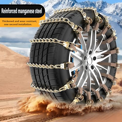 Nakazawa 10 Piece Set Tire Chains,Snow Chains For Car SUV Pickup Trucks(175-275mm),Adjustable Universal Emergency Anti-Skid Thickening Snow Cables,Quick Easy Installation Tire Traction Chain - Image 4