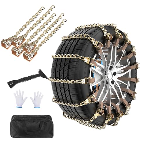 Nakazawa 10 Piece Set Tire Chains,Snow Chains For Car SUV Pickup Trucks(175-275mm),Adjustable Universal Emergency Anti-Skid Thickening Snow Cables,Quick Easy Installation Tire Traction Chain - Image 1