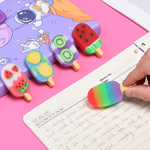 DOMG 16 Pcs Cute Fruit Shaped Ice Cream Erasers for Kids - Fun Food Erasers for Classroom Rewards & Party Favors - Image 5