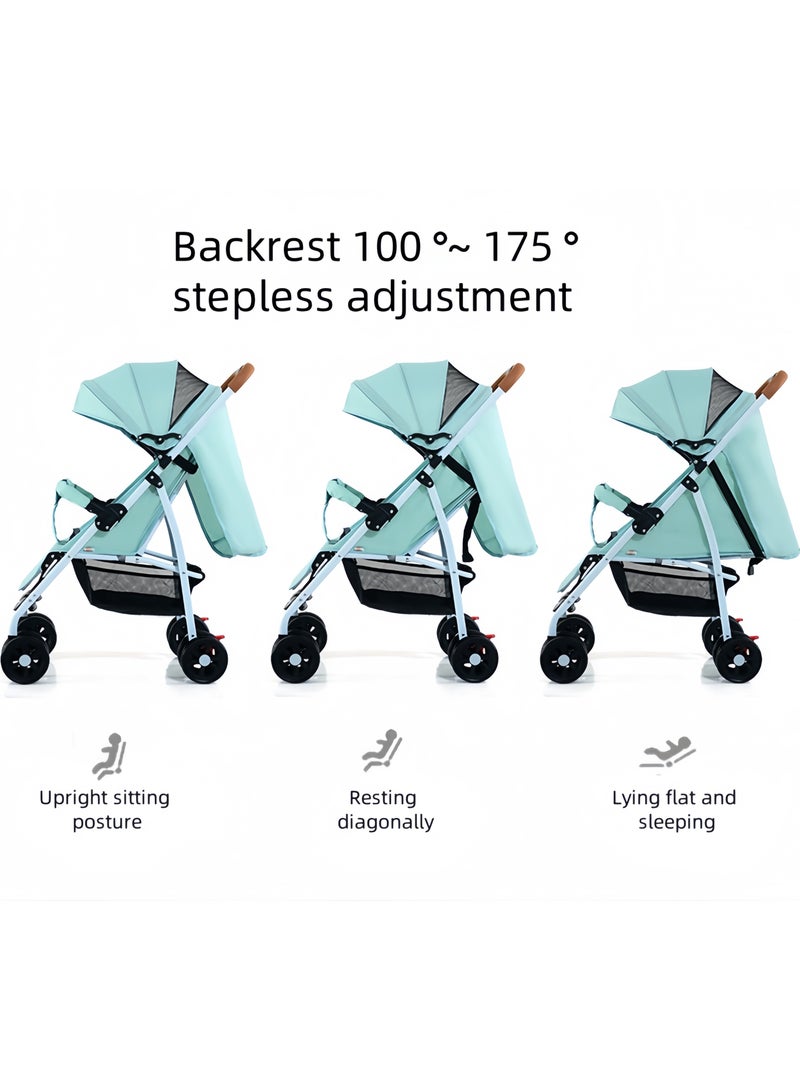 Beautiful Lightweight Travel Stroller, Foldable Baby Stroller With Large Storage Basket, Multi-Position Recline, Convenient One-hand Fold, Comfortable & Lay Flat（blue）  - Image 3