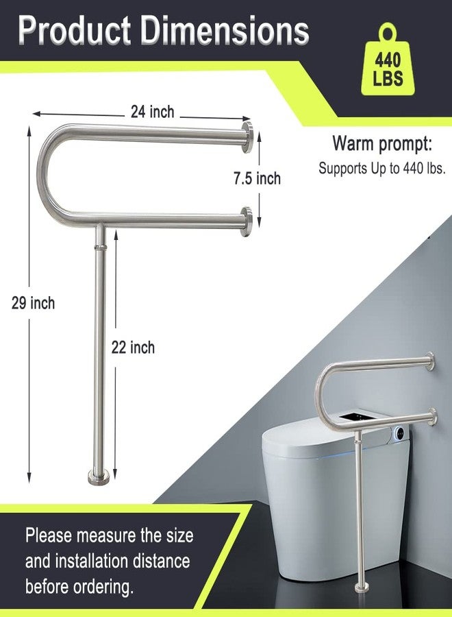 KAAMOS Toilet Grab Bars for Seniors Handicap Hand Rails Floor Mounted Handicap Safety Bars for Shower Toilet Bathroom Rails Grab Bar for Elderly Stainless Steel Toilet Support Rail for Disabled Pregnant - Image 3