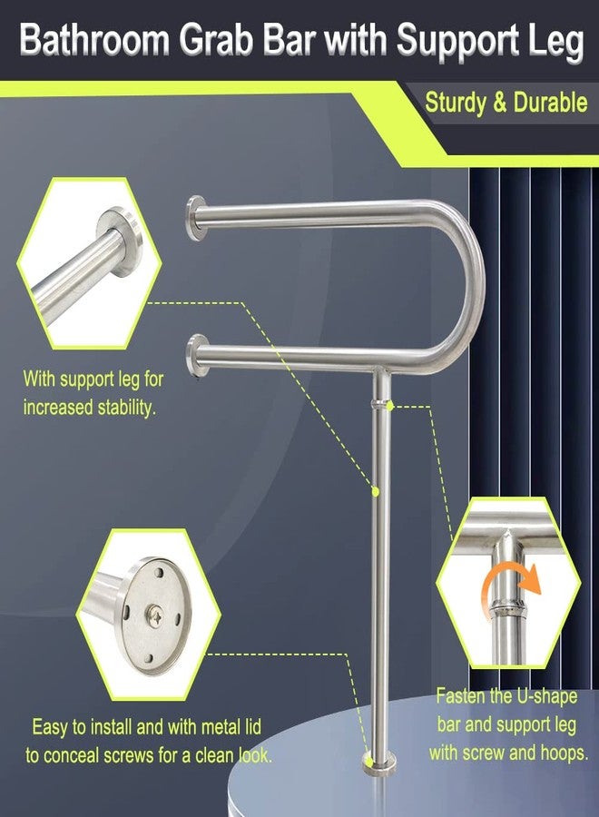 KAAMOS Toilet Grab Bars for Seniors Handicap Hand Rails Floor Mounted Handicap Safety Bars for Shower Toilet Bathroom Rails Grab Bar for Elderly Stainless Steel Toilet Support Rail for Disabled Pregnant - Image 4