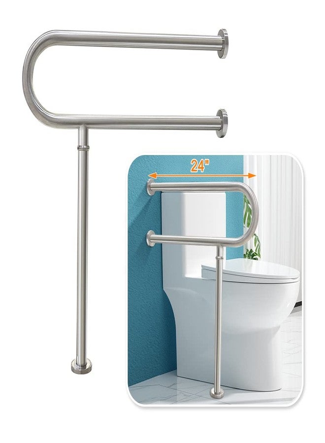 KAAMOS Toilet Grab Bars for Seniors Handicap Hand Rails Floor Mounted Handicap Safety Bars for Shower Toilet Bathroom Rails Grab Bar for Elderly Stainless Steel Toilet Support Rail for Disabled Pregnant - Image 1