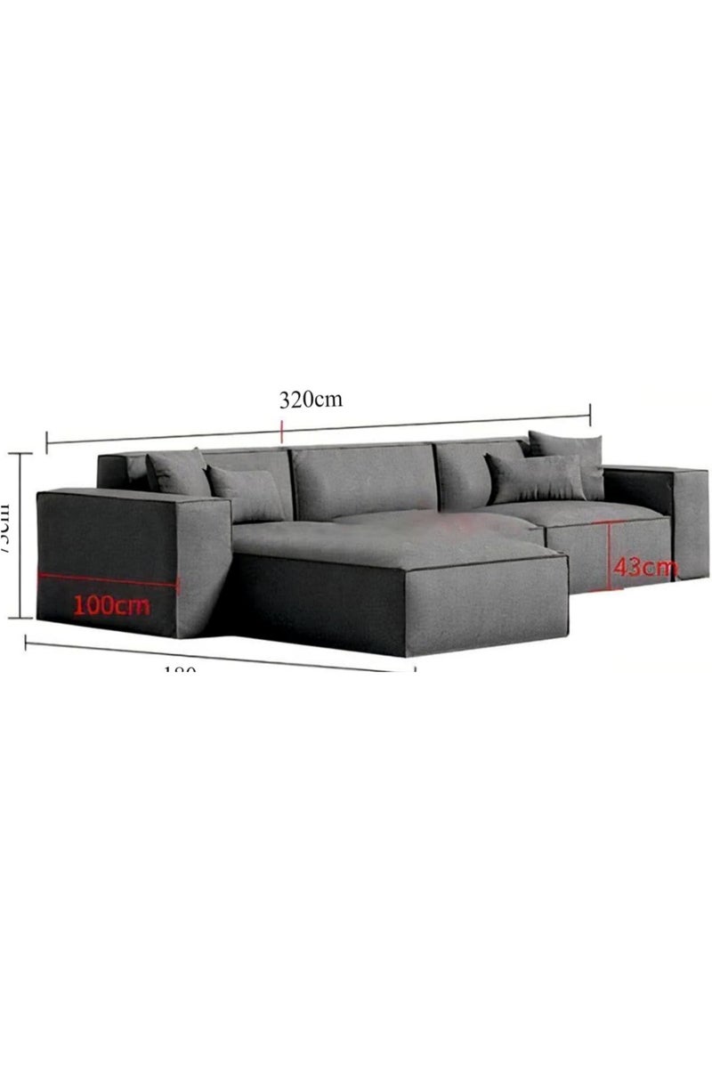 Karnak Modular L-Shaped Sectional Sofa – 3-Seater Fabric Couch with Chaise Lounge & Cushions – Dark Grey Modern Sofa for Living Room Furniture - Image 3