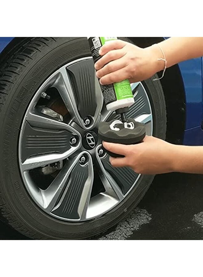 عبوة من قطعتين من وسادات وضع ملمع الإطارات الكبيرة، متينة وقابلة لإعادة الاستخدام، مزودة بمقبض سداسي لتطبيق ملمع الإطارات، مقاس 110 × 60 سم - Image 3