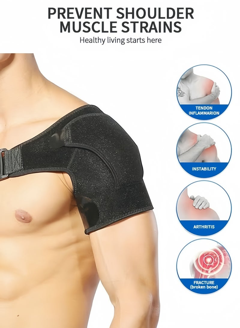 Shoulder Brace, Support and Compression Sleeve for Torn Rotator Cuff, Dislocated Shoulder, Pain Relief, Adjustable Fits Brace Immobilizer Strap with Ice Pack Pocket - Image 2