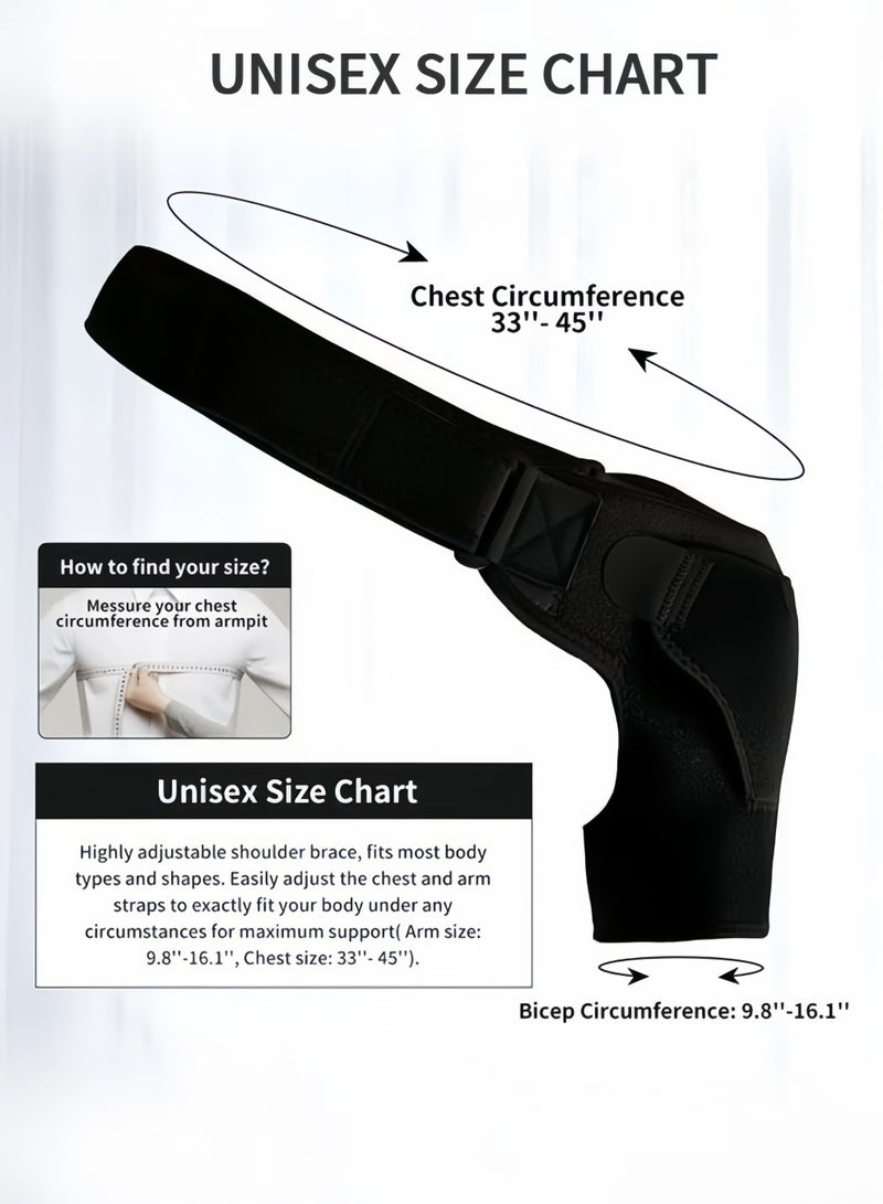 Shoulder Brace, Support and Compression Sleeve for Torn Rotator Cuff, Dislocated Shoulder, Pain Relief, Adjustable Fits Brace Immobilizer Strap with Ice Pack Pocket - Image 3