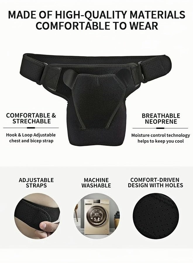 Shoulder Brace, Support and Compression Sleeve for Torn Rotator Cuff, Dislocated Shoulder, Pain Relief, Adjustable Fits Brace Immobilizer Strap with Ice Pack Pocket - Image 4