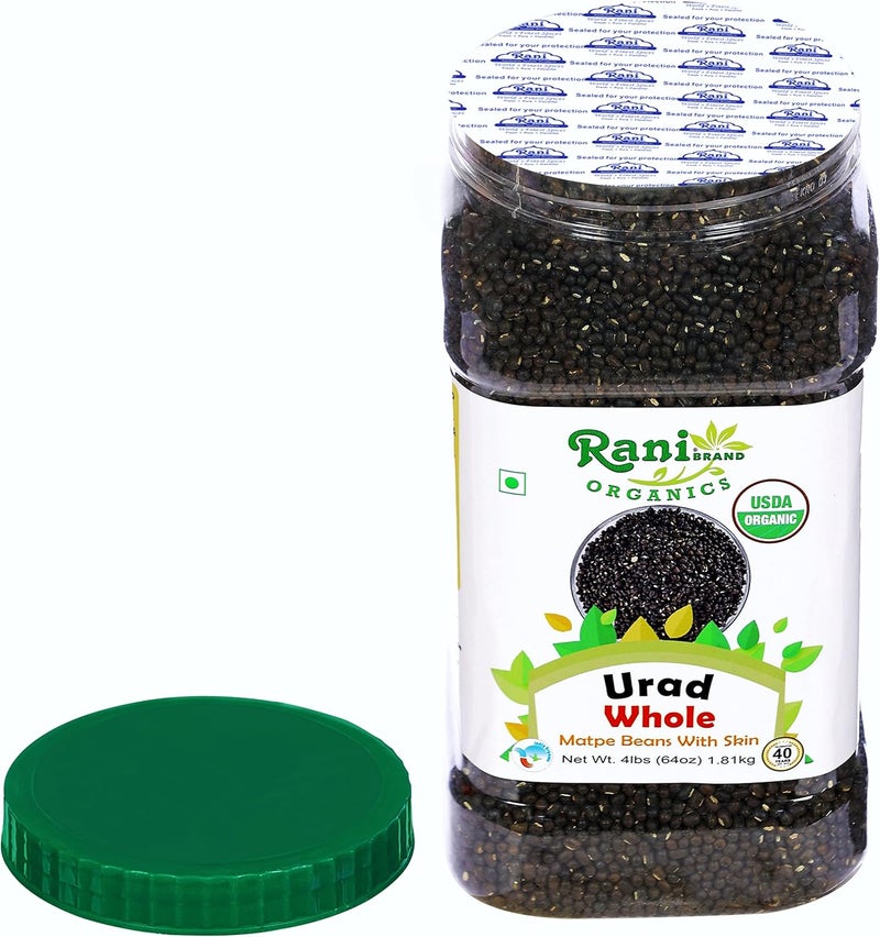 Rani Brand Authentic Indian Products Rani Organic Urid/Urad Whole Black (Matpe Beans With Skin) Indian Lentils 64oz (4lbs) 1.81kg Bulk PET Jar ~ All Natural | Vegan | Gluten Friendly | NON-GMO | Indian Origin | USDA Certified Organic - Image 5