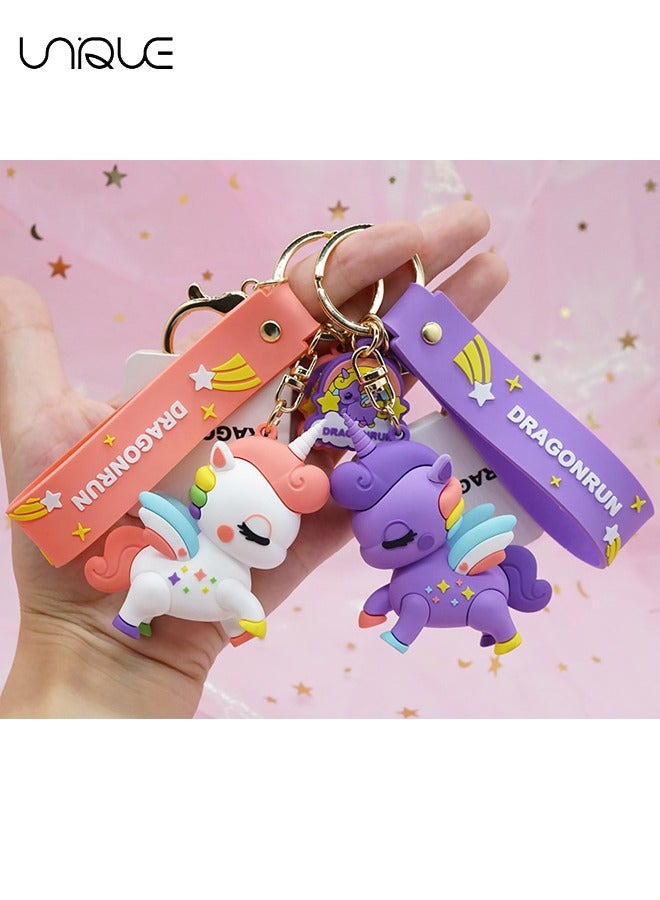 يونيك هدية سلسلة المفاتيح الجميلة - سلسلة مفاتيح يونيكورن Kawaii إكسسوارات سلسلة المفاتيح على ظهره سحر مفاتيح السيارة سلسلة المفاتيح للأطفال الفتيات - Image 3