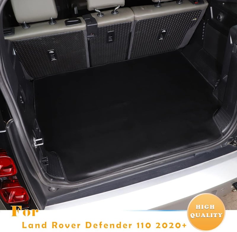 TINKI مناسب لـ Land Rover Defender 110 2020 2021 2022 2023 بطانات لوحة القيادة في الكونسول الوسطي وبطانات حامل الأكواب حصيرة PVC لـ Land Rover Defender 110 إكسسوار��ت (حصيرة صندوق الأمتعة 110 وبطانة الشحن PVC) - Image 2