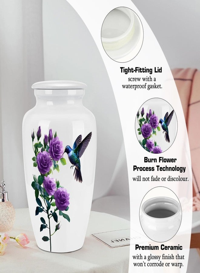 Abooxiu 10 Inches Cremation Urns for Human Ashes Adult Male Female, Ceramic Keepsake Urn Hummingbird Decorative Burial Urn Memorial Funeral Ashes Keepsake - Up to 200 lbs - Image 3