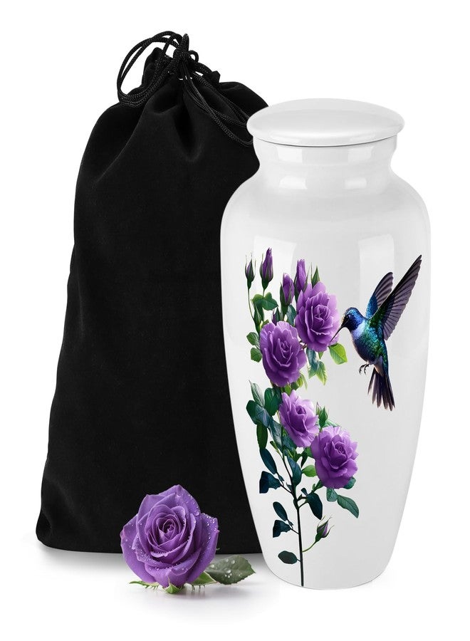 Abooxiu 10 Inches Cremation Urns for Human Ashes Adult Male Female, Ceramic Keepsake Urn Hummingbird Decorative Burial Urn Memorial Funeral Ashes Keepsake - Up to 200 lbs - Image 1