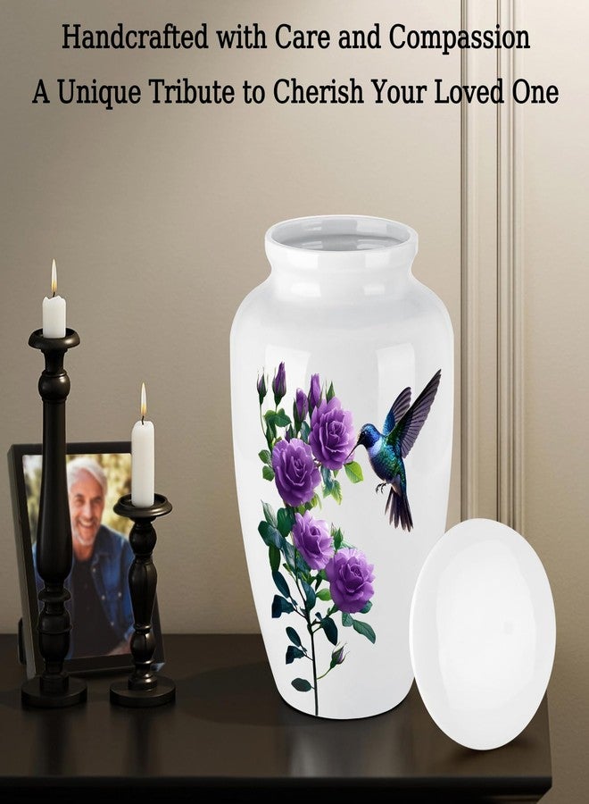 Abooxiu 10 Inches Cremation Urns for Human Ashes Adult Male Female, Ceramic Keepsake Urn Hummingbird Decorative Burial Urn Memorial Funeral Ashes Keepsake - Up to 200 lbs - Image 5