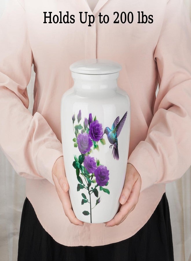 Abooxiu 10 Inches Cremation Urns for Human Ashes Adult Male Female, Ceramic Keepsake Urn Hummingbird Decorative Burial Urn Memorial Funeral Ashes Keepsake - Up to 200 lbs - Image 4