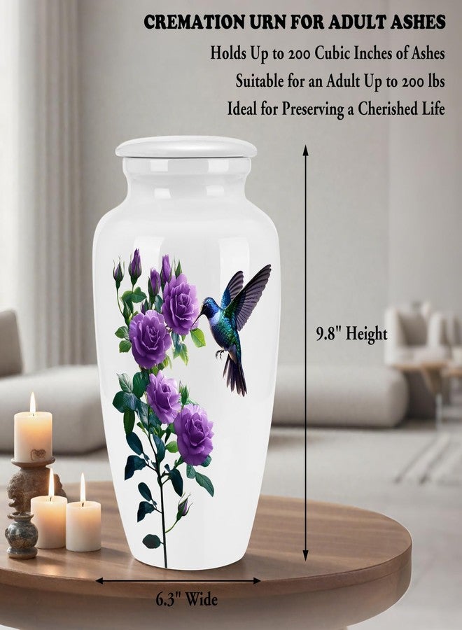 Abooxiu 10 Inches Cremation Urns for Human Ashes Adult Male Female, Ceramic Keepsake Urn Hummingbird Decorative Burial Urn Memorial Funeral Ashes Keepsake - Up to 200 lbs - Image 2