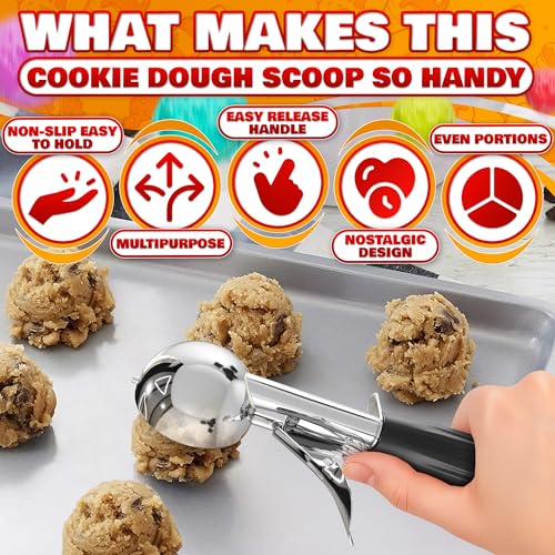 Reluen 1 Oz Ice Cream Scoop with Trigger #30 - Versatile 1 Oz Scoop for Gelato, Cookie Dough Baking, Sorbet & Meatballs - Rust-Resistant Stainless Steel, Easy to Clean | Great Portion Control for Daily Prep - Image 4