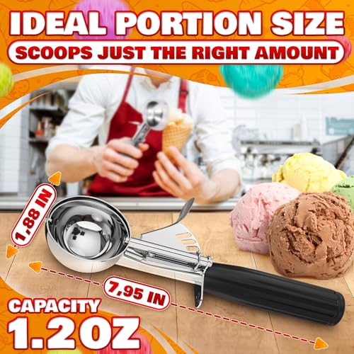 Reluen 1 Oz Ice Cream Scoop with Trigger #30 - Versatile 1 Oz Scoop for Gelato, Cookie Dough Baking, Sorbet & Meatballs - Rust-Resistant Stainless Steel, Easy to Clean | Great Portion Control for Daily Prep - Image 2