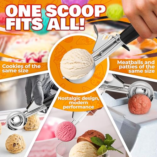Reluen 1 Oz Ice Cream Scoop with Trigger #30 - Versatile 1 Oz Scoop for Gelato, Cookie Dough Baking, Sorbet & Meatballs - Rust-Resistant Stainless Steel, Easy to Clean | Great Portion Control for Daily Prep - Image 5