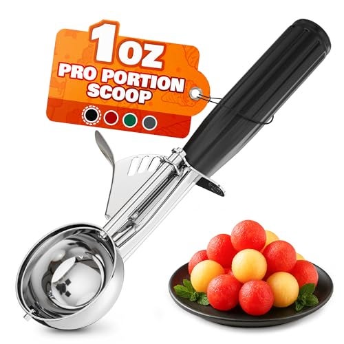 Reluen 1 Oz Ice Cream Scoop with Trigger #30 - Versatile 1 Oz Scoop for Gelato, Cookie Dough Baking, Sorbet & Meatballs - Rust-Resistant Stainless Steel, Easy to Clean | Great Portion Control for Daily Prep - Image 1