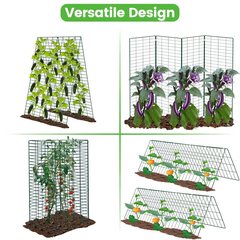 Toriexon Foldable Cucumber Trellis, 48" L x 34" W A-Frame Trellis, Climbing Plants Support Raised Bed Trellis with Twist Ties & Plant Bags for Outdoor Yards Gardens - Image 2