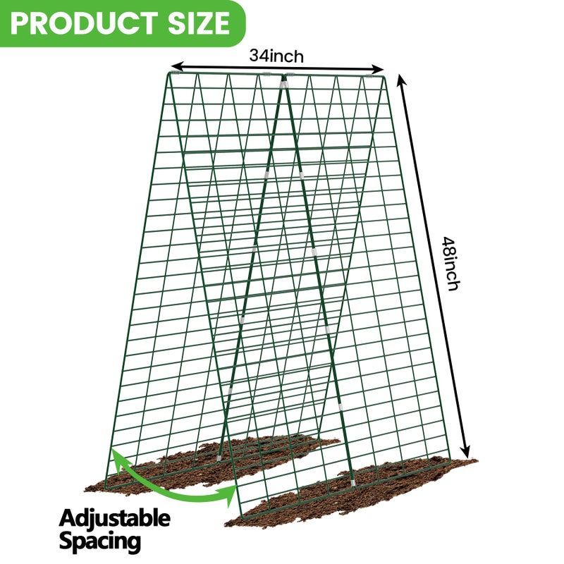 Toriexon Foldable Cucumber Trellis, 48" L x 34" W A-Frame Trellis, Climbing Plants Support Raised Bed Trellis with Twist Ties & Plant Bags for Outdoor Yards Gardens - Image 3