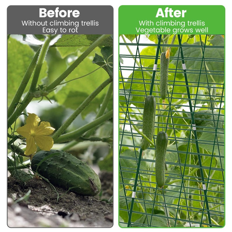 Toriexon Foldable Cucumber Trellis, 48" L x 34" W A-Frame Trellis, Climbing Plants Support Raised Bed Trellis with Twist Ties & Plant Bags for Outdoor Yards Gardens - Image 5