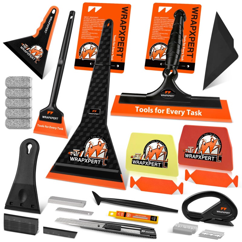 WRAPXPERT Car Window Tint Tools Kit Vinyl Wrap Tool Car Glass Protective Film Wrapping Installation Kit Long Handle Rubber Squeegee for Window Tint Application Felt Squeegee for Vinyl Wrapping - Image 1