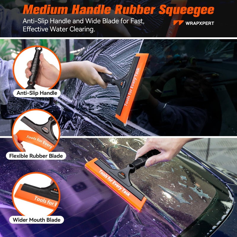 WRAPXPERT Car Window Tint Tools Kit Vinyl Wrap Tool Car Glass Protective Film Wrapping Installation Kit Long Handle Rubber Squeegee for Window Tint Application Felt Squeegee for Vinyl Wrapping - Image 2
