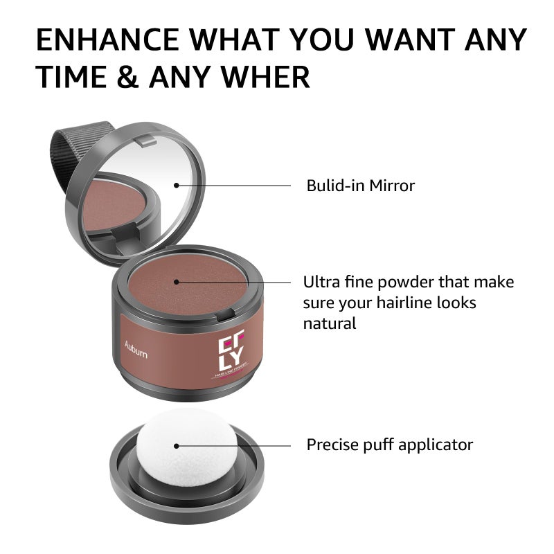 efly Root Touch Up Hair Color Powder For Concealing Hair Loss and Thinning, Gray Hair Shadow Powder Root Cover Up Hairline Powder For Women Men Eyebrows, Beard Line - Image 3
