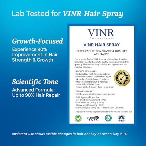 VINR Rosemary Hair Spray for Hair Growth | Rosemary Water & Mint Scalp Strengthening Spray | Anti Hair Fall | Hair Mist | Lightweight Hair Growth Mist | All Hair Types 100 ml - Image 4