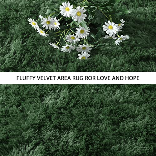 Pettop Fluffy Deep Green Area Rug for Bedroom Living Room, 3x5 Feet Super Soft Shaggy Plush Fuzzy Rugs for Girls Kids Boys, Non-Slip and Washable Rug for Nursery Classroom, Carpet for Rooms Decor - Image 4