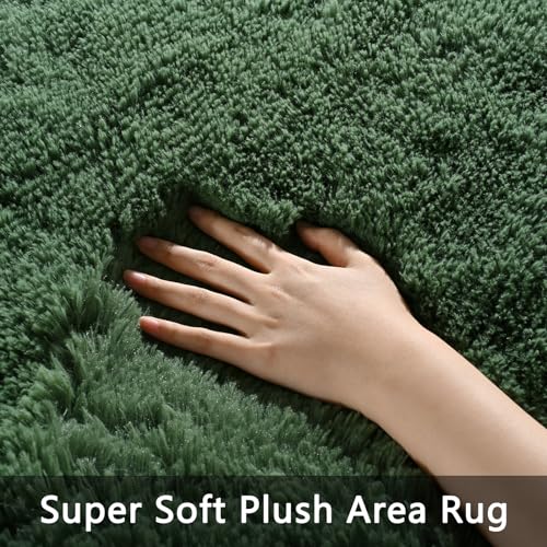 Pettop Fluffy Deep Green Area Rug for Bedroom Living Room, 3x5 Feet Super Soft Shaggy Plush Fuzzy Rugs for Girls Kids Boys, Non-Slip and Washable Rug for Nursery Classroom, Carpet for Rooms Decor - Image 5