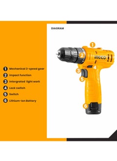 INGCO 12V cordless electric drill  - Image 2