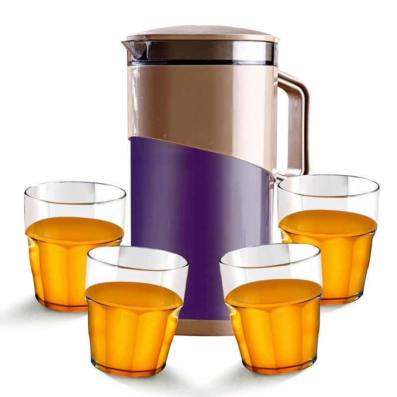 SANGOZ 4 Water Glass and Jug Gift Set Transparent Highball Water Glass and Jug Set for Dining Table Color May Vary Celebrations Gift Set 1500 ml and 300ml Approz Capacity - Image 3