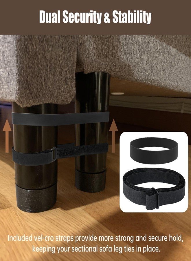XCWT Sectional Couch Sofa Connector Straps - Heavy Duty Couch Leg Vel-cro & Rubber Brands for 3 Piece Modular Sofa - Hook & Loop Cinch Straps Keep Sectional Couch Legs Together - Image 3