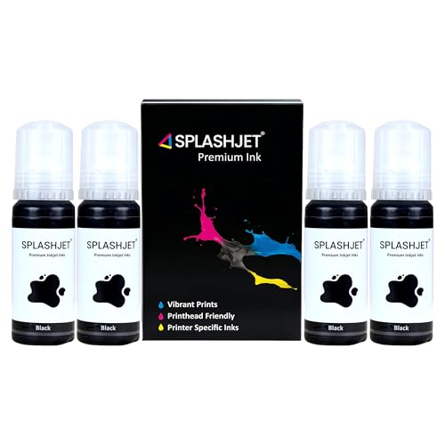 Splashjet 003 Compatible Refill Ink for Epson L3110, L3115, L3116, L3150, L1110, L3151, L3152, L3156, L5190 Printer - (70gm x 4 Black Color Set) Ink Bottle - 502720 - Image 1