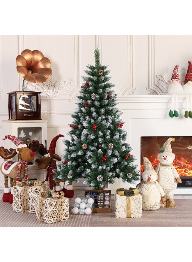 جورونب شجرة عيد الميلاد 120 سم/ 150 سم/ 180 سم/ 210 سم/ 240 سم شجرة عيد الميلاد الاصطناعية الفاخرة المصنوعة من مادة البولي فينيل كلوريد مع أطراف الفروع، مثالية للمنزل والمكتب وديكور حفلات عيد الميلاد، تتضمن حوامل معدنية قابلة للطي - Image 1