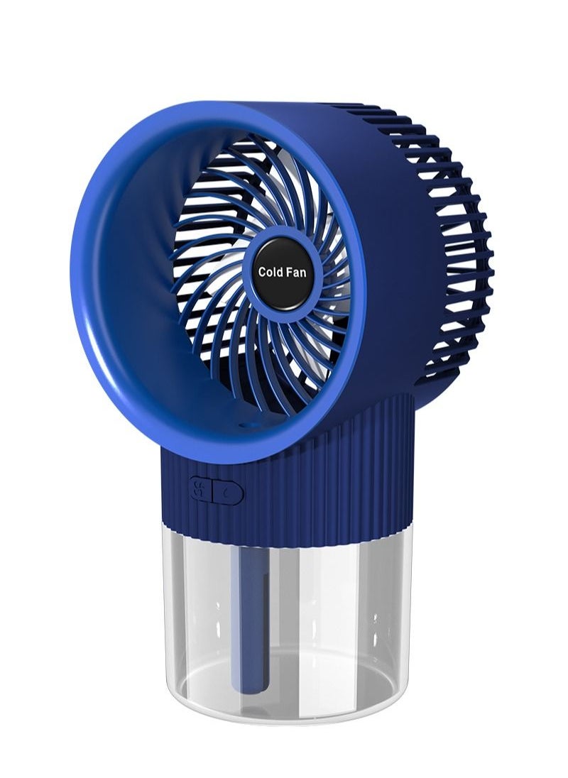 Sunhome - 2-in-1 Mini Portable Water Mist Fan with Colorful Atmosphere Lamp 350ml 6.5W 3-Speeds USB Charging W39 Blue - Image 1
