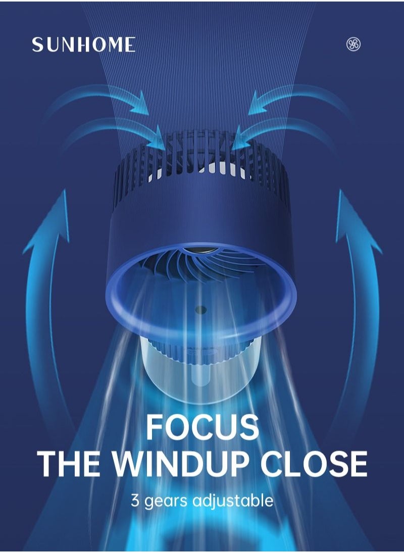 Sunhome - 2-in-1 Mini Portable Water Mist Fan with Colorful Atmosphere Lamp 350ml 6.5W 3-Speeds USB Charging W39 Blue - Image 1