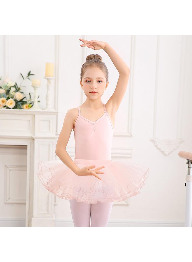 تنورة توتو للبنات، فستان باليه من التول بأربع طبقات مع فيونكة للأطفال الصغار، غطاء حفاضات للأطفال، تنورة أميرة للحفلات، من 6 إلى 8 سنوات (وردي) - Image 4