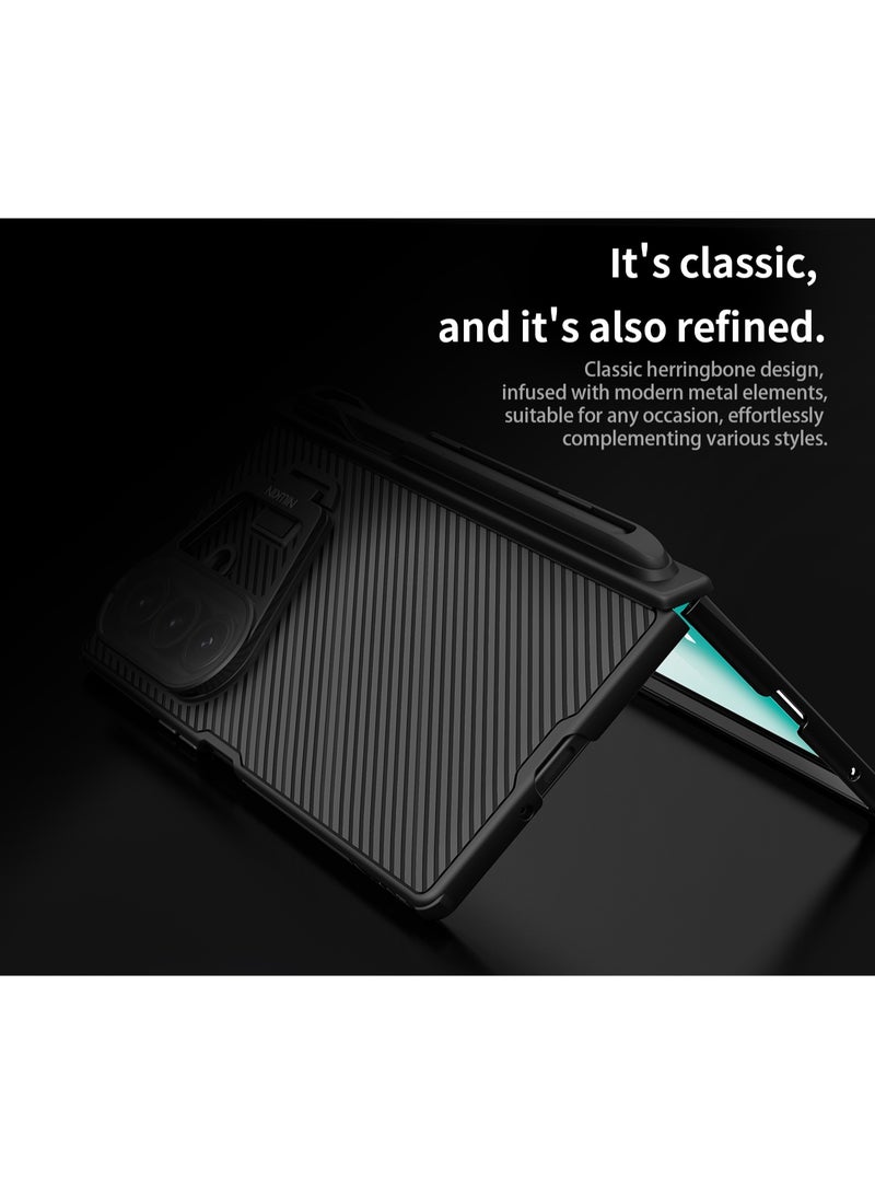 نيلكين جراب مغناطيسي لهاتف Samsung Galaxy Z Fold 7، مع قلم وحامل مدمج، وواقي للكاميرا، وحماية للمفصلة، أسود - Image 3