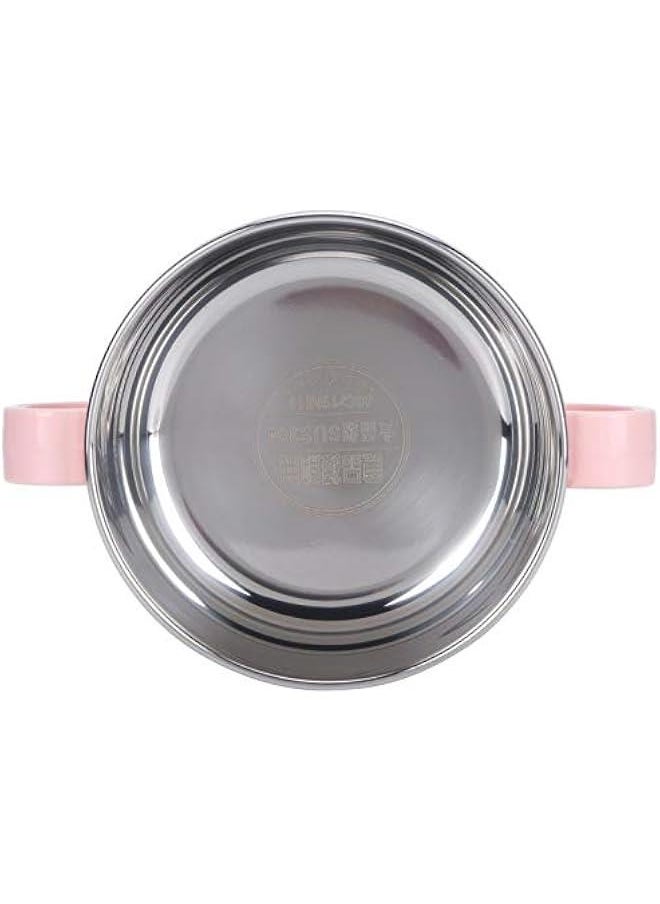 OCTOBER - 304 Stainless Steel Toddler Bowl, Double Layer Heat Insulation Cartoon Bowl with Lid and Handles Feeding Tableware Dishes Bowl() - Image 1